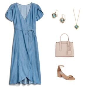 GAP Chambray Lyocell Wrap Dress